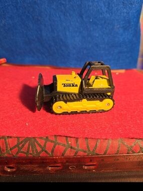 041326 3¼" Vintage 1994 Tonka Mighty Mini Yellow Bulldozer Diecast Plastic 1:64